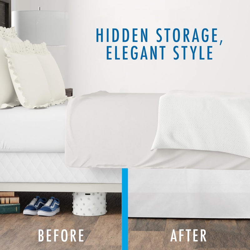 Fresh Ideas Bedding Tailored Bedskirt, Classic 14â€ Drop Length, Pleated Styling, Queen, White - Image 4